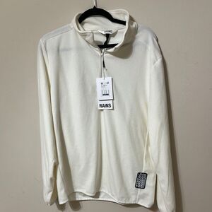 NWT Rains Cream Fleece Half Zip Up Sweater